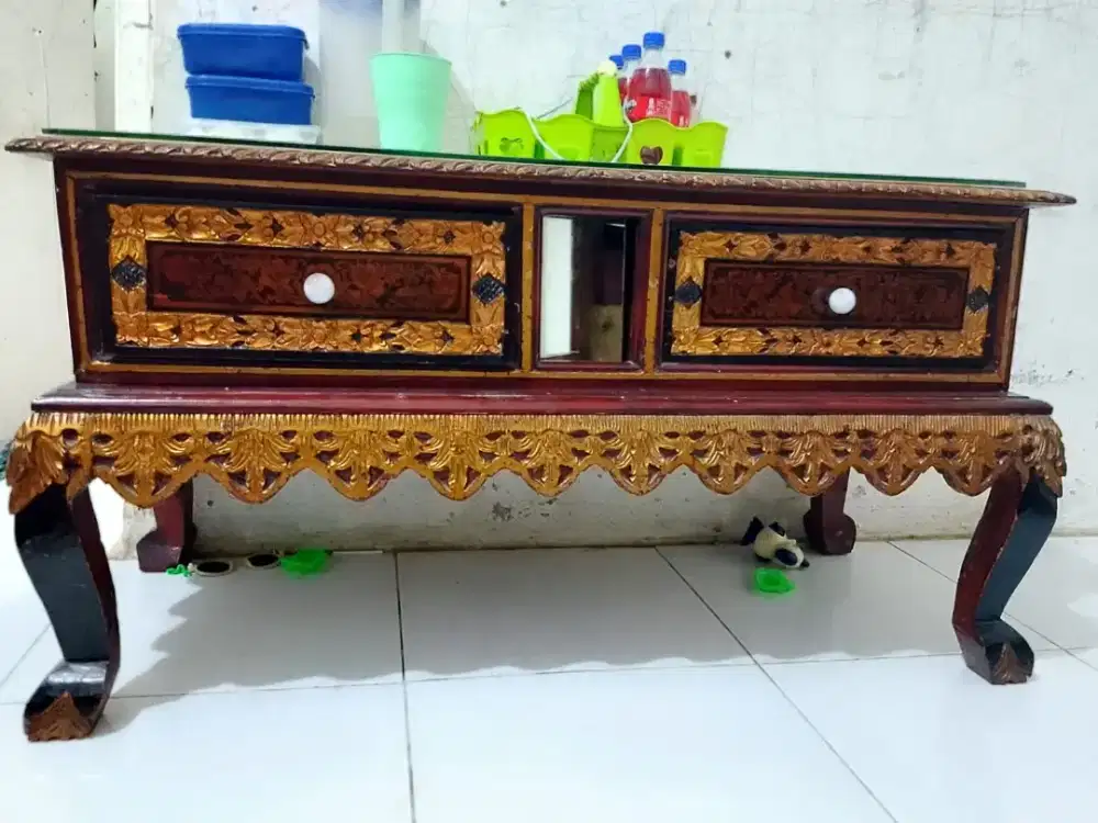 Meja rias + kaca khas palembang asli Tembesu