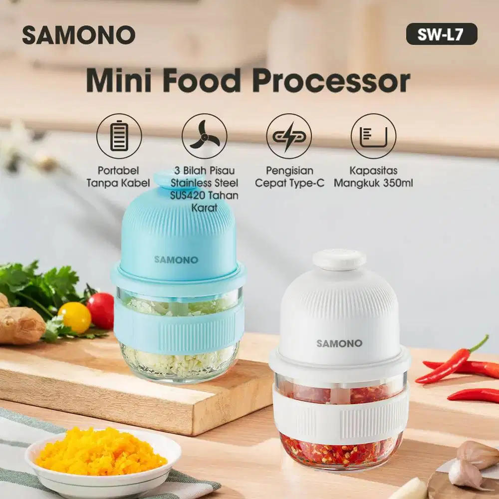 SAMONO New Portable Chopper 350ml Batterai 1200mAh 3 Mata Pisau SW-L7