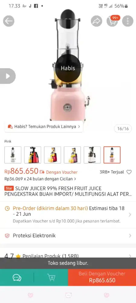 Juicer untuk buah dan sayur