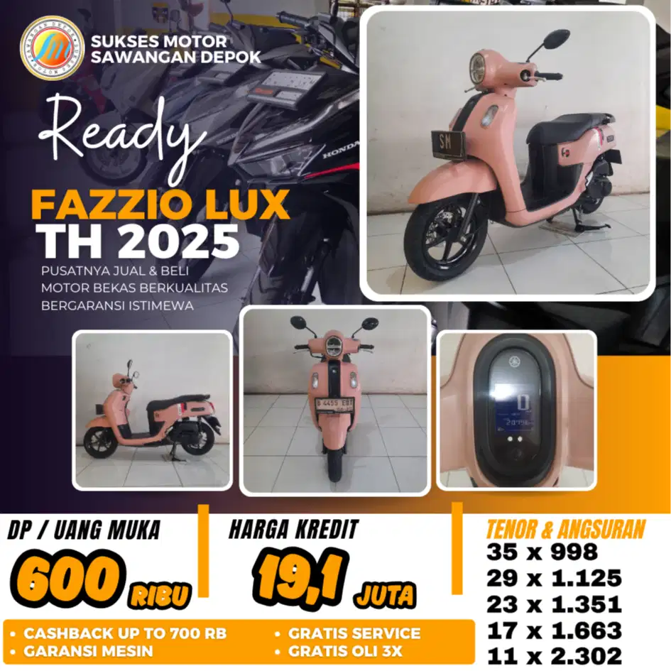YAMAHA FAZZIO LUX TH 2025 PINK MULUS BISA CASH KREDIT BERGARANSI MESIN