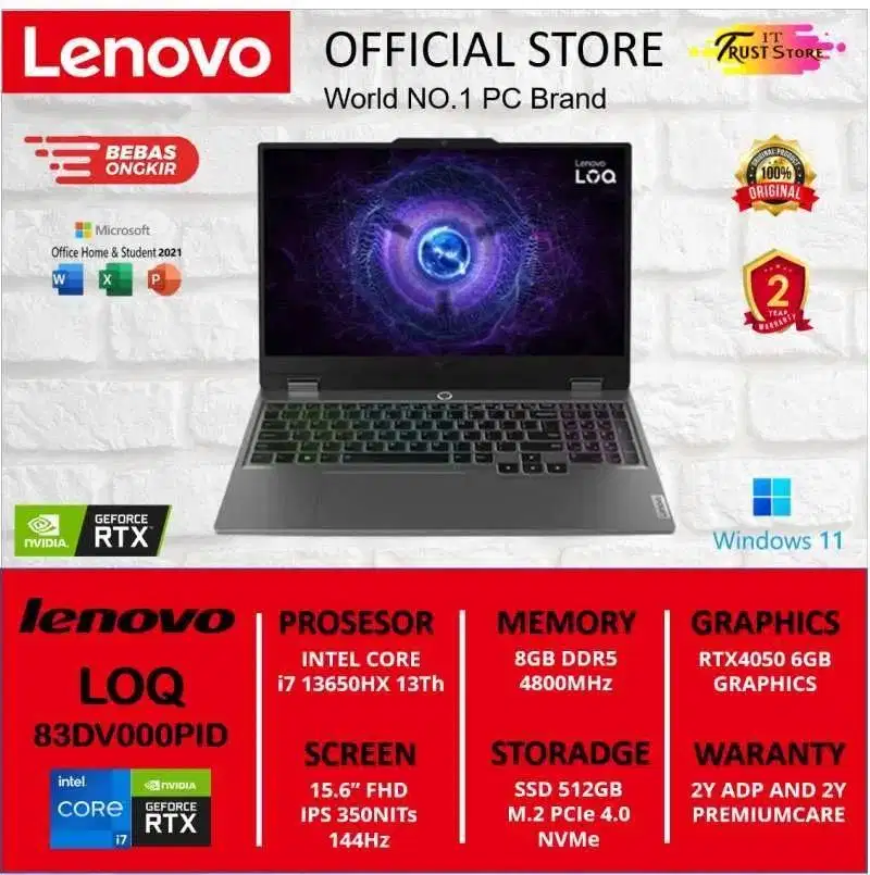 Laptop LENOVA LOQ 15 RAM 16GB