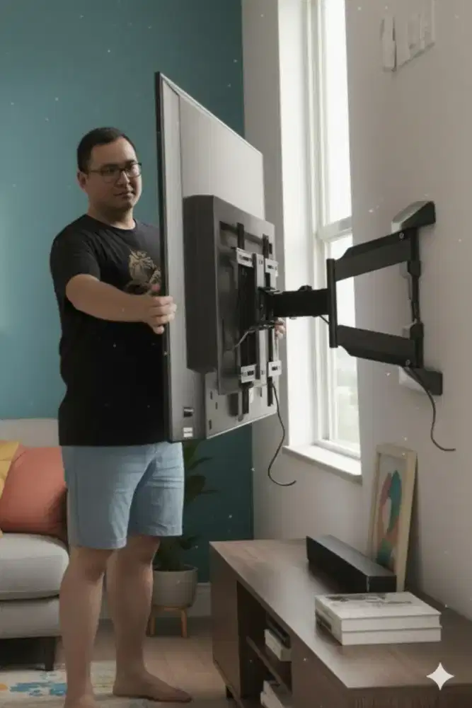 pasang & jual bracket swivel double arm utk gantungan tv led di tembok