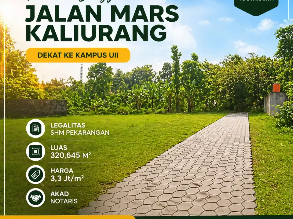 Tanah Jogja Kost Area Kampus UII Kaliurang SHM Pekarangan