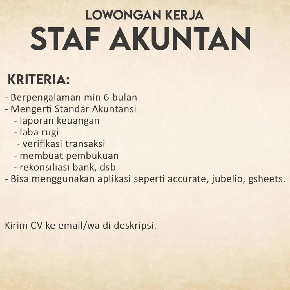 Lowongan Kerja Akuntan
