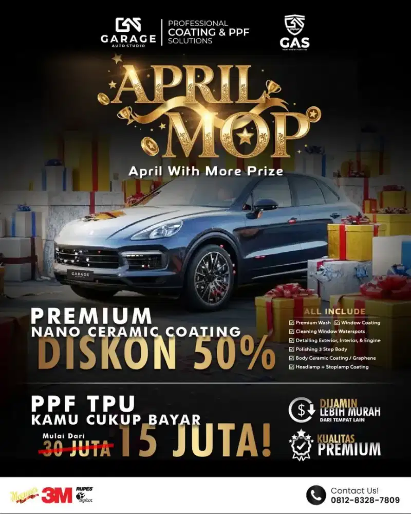 Garage Auto Studio, berlaku diskon 50% untuk Coating dan PPF!