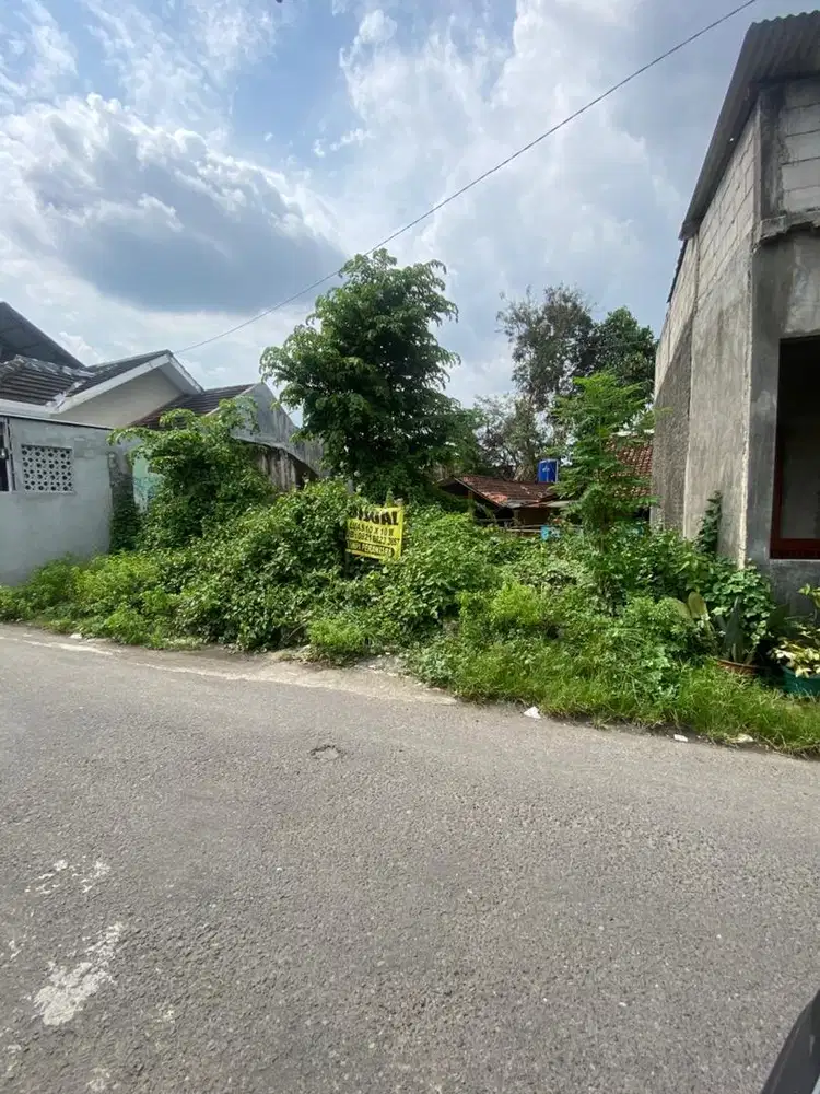 Tanah 100 meter persegi pinggir jalan aspal.