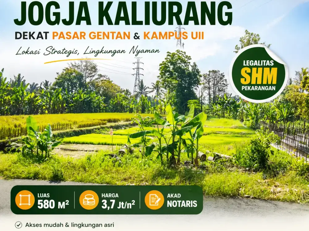 tanah kaliurang km 9  dekat pasar gentan & kampus UII