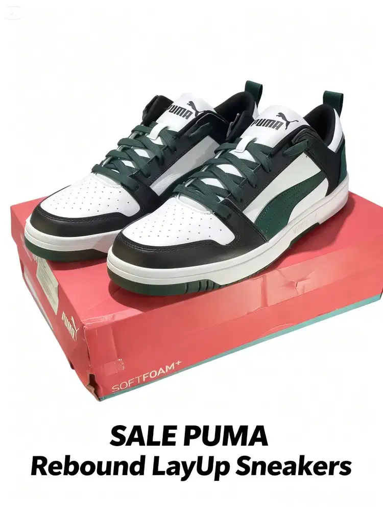 PUMA Rebound Lay Up Lo SL Sneakers pria New Original, White Bug Black