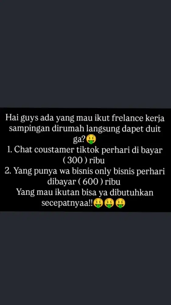 Admin freelance kerja dari rumah