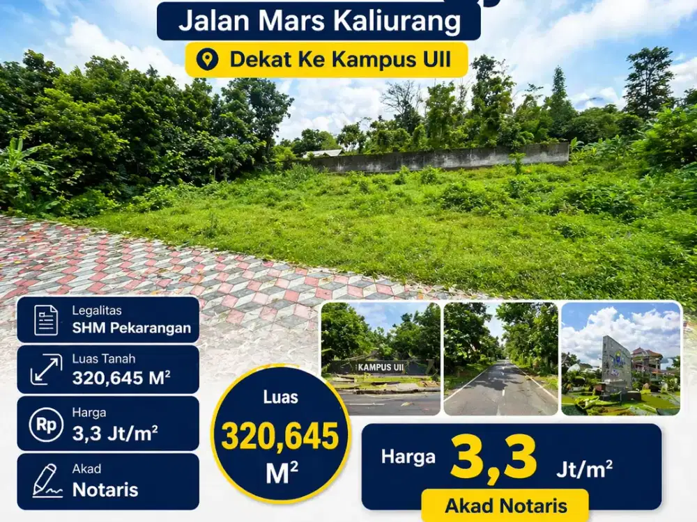 Tanah Jogja Kost Area Kampus UII Kaliurang SHM Pekarangan