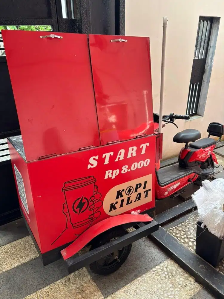 Gerobak motor listrik merah red