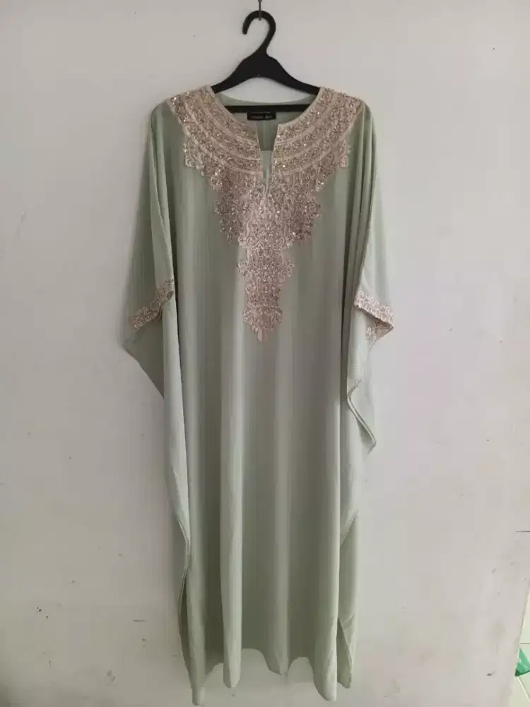 Kaftan hijau lime premium all size