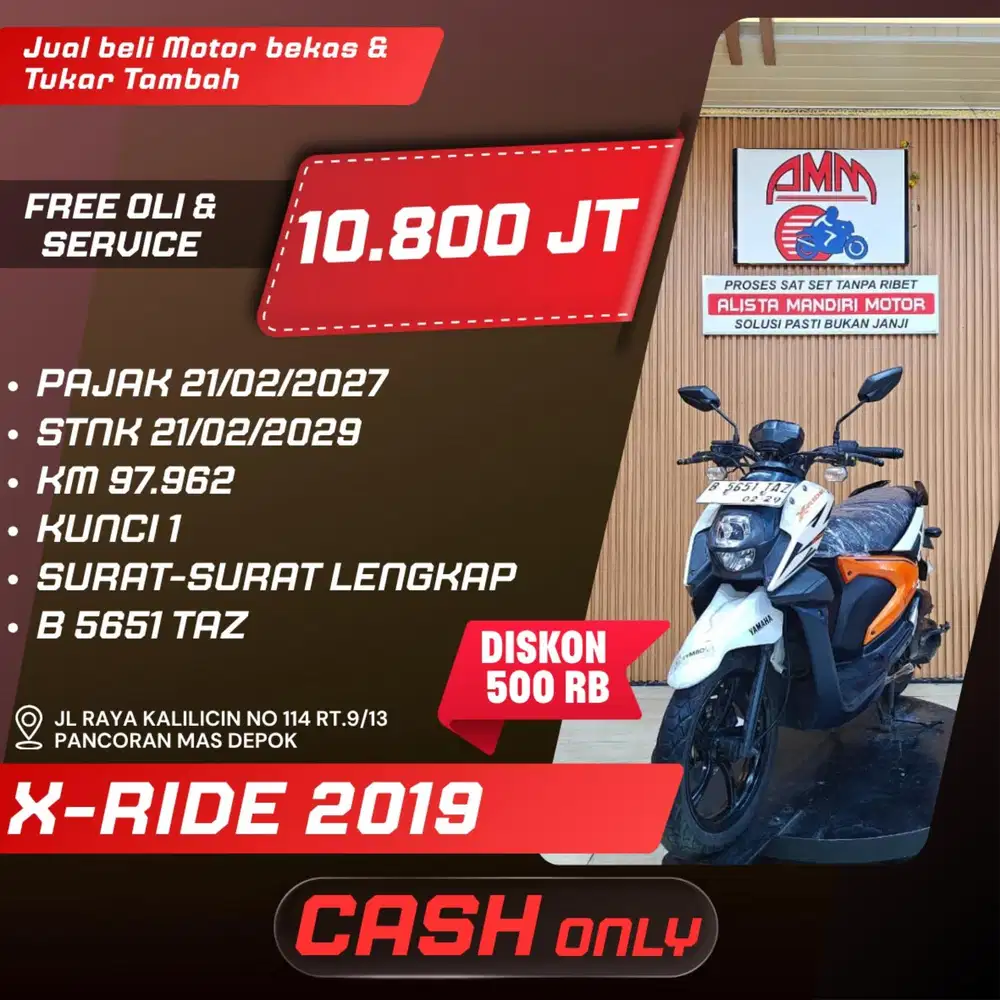 X-RIDE 125,2019, CASH ONLY, CC, KREDIVO