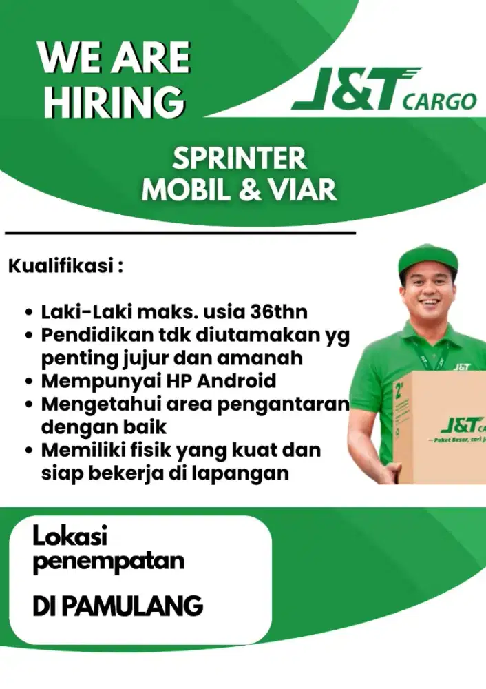 Dibutuhkan segera Kurir mobil dan Viar