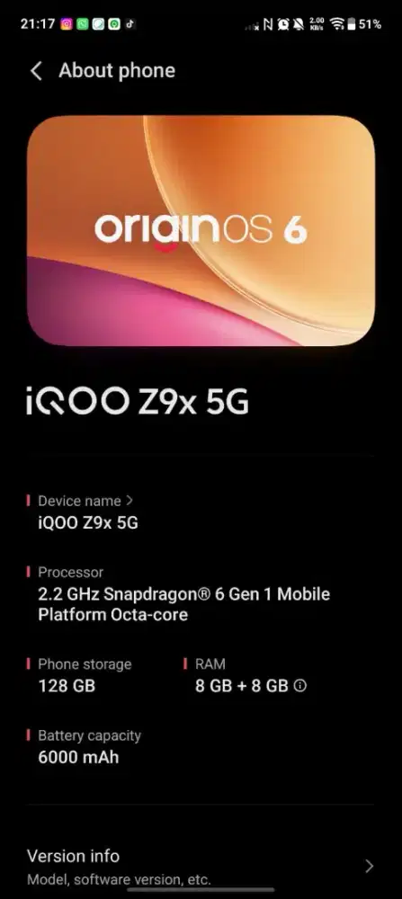 IQOO Z9X 5G 8/128 FULLSET