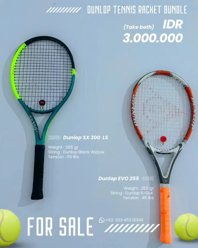 Raket Dunlop SX 300 LS dan Dunlop EVO 255
