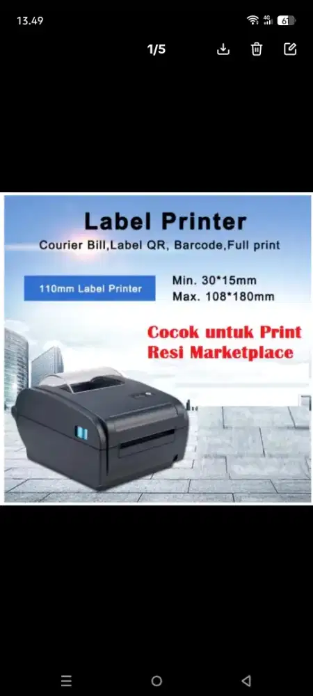 Printer Thetmal Alamat Label USB & Bluetooth size  up to 110mmZJ-9210