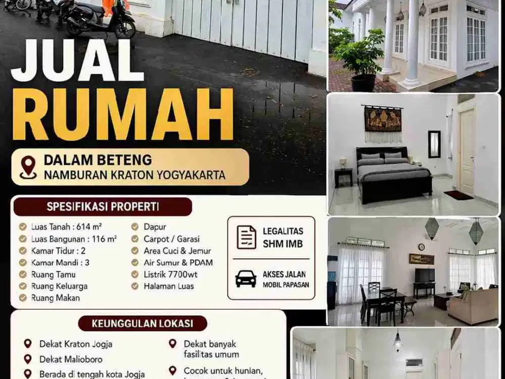 Rumah Eksklusif Dalam Beteng Kraton Jogja – Lokasi Premium, Cocok Homestay & Investasi
