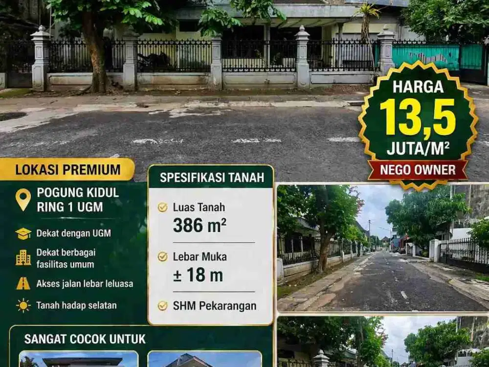 Tanah Premium Ring 1 UGM Pogung Kidul – Lokasi Langka Siap Bangun Kost & Hunian Mewah