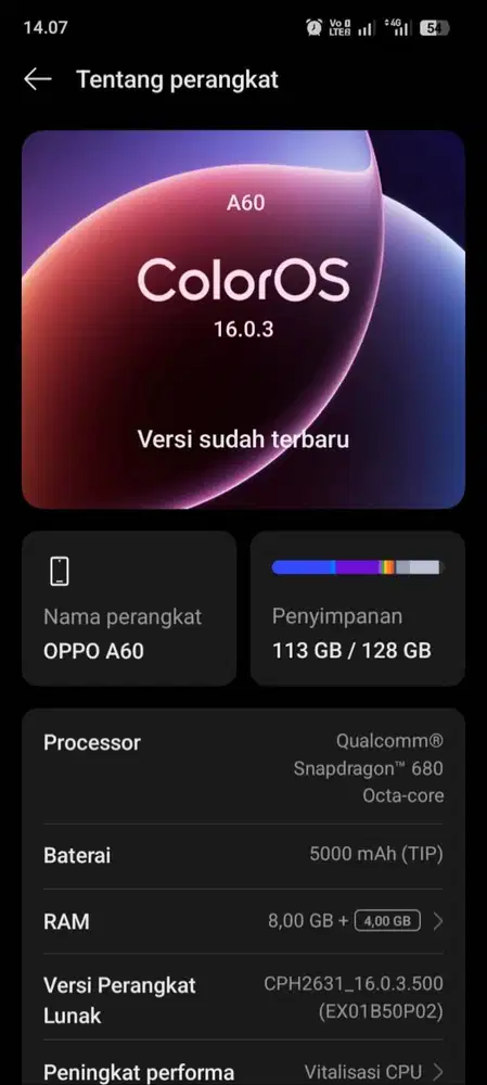Oppo a60 second dusbuk lengkap