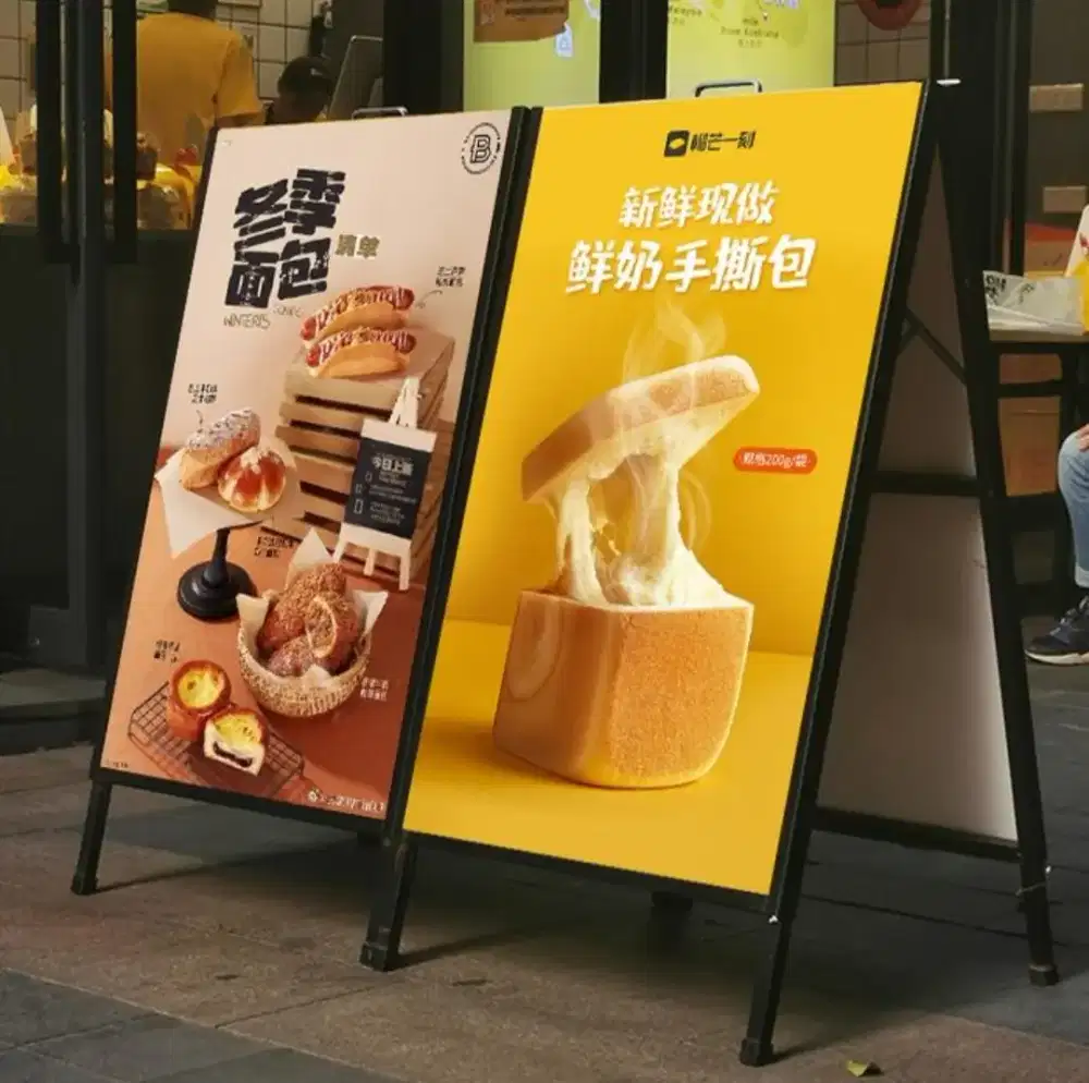 Stand Lipat Portable 2 sisi tahan air / Banner Outdoor ukuran 60 x 90