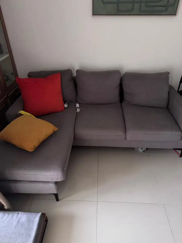 Sofa L 3 seater gray layak pakai