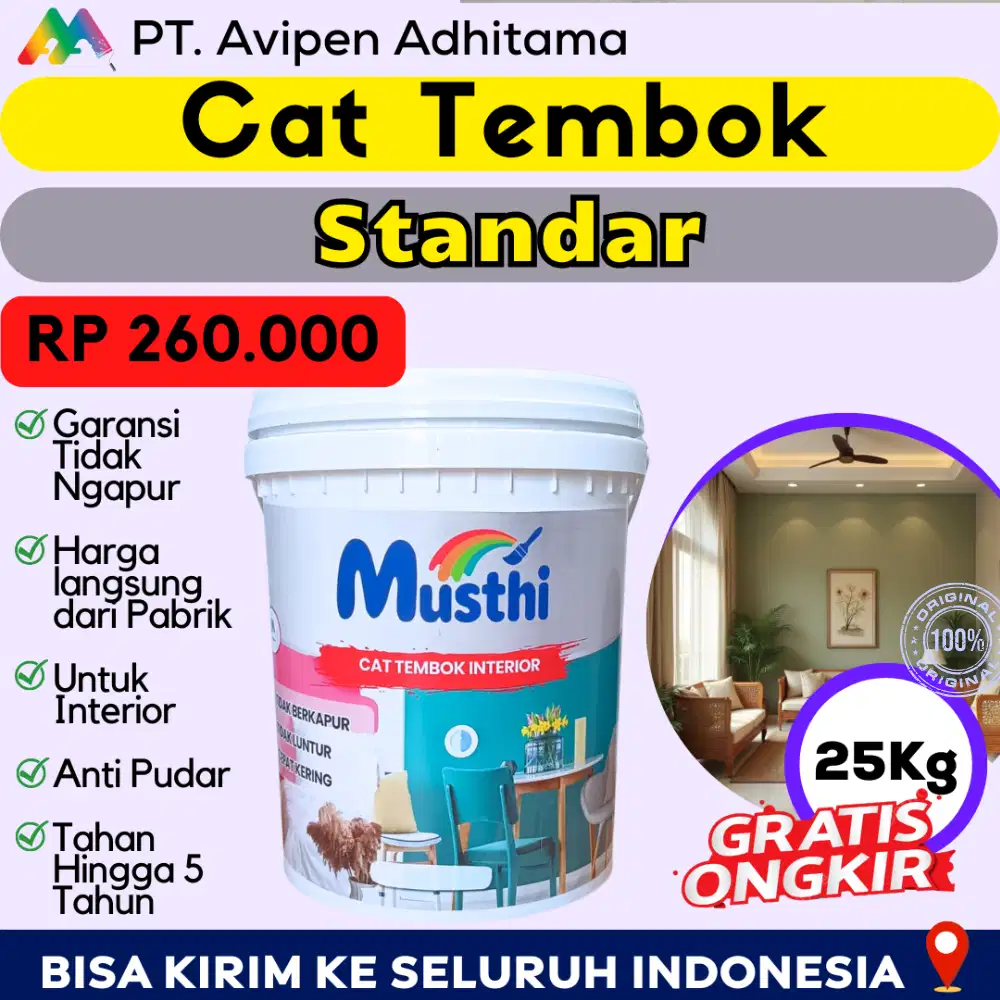 Cat Tembok Dalam Rumah 20 Kg Tidak Mudah Mengelupas & Awet Bekasi