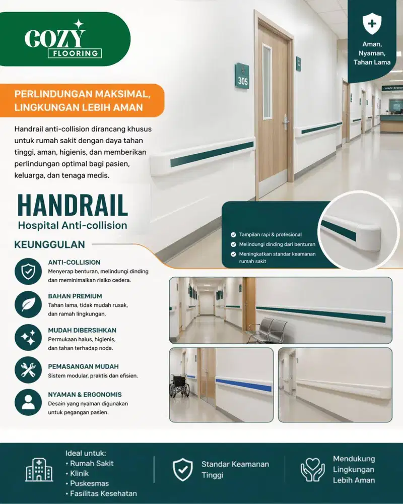 Handral Frantinco Set Rumah Sakit Wallprotector pegangan dinding 4 m