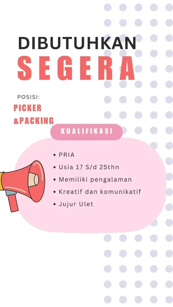 DICARI KARYAWAN UNTUK PACKING DIONLINE SHOP MAINAN