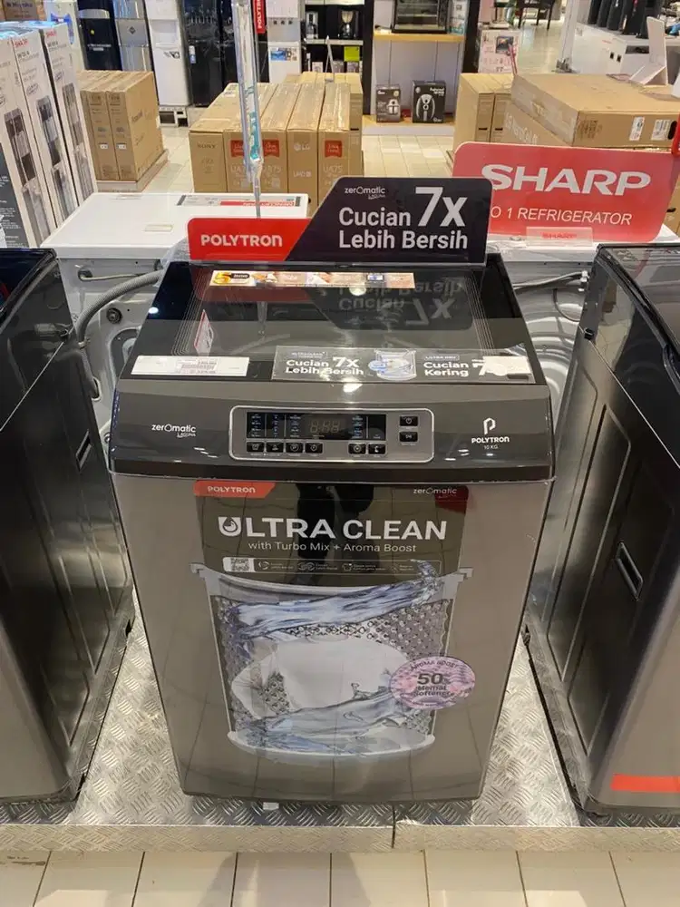 Mesin cuci POLYTRON loading atas 10KG 350WATT