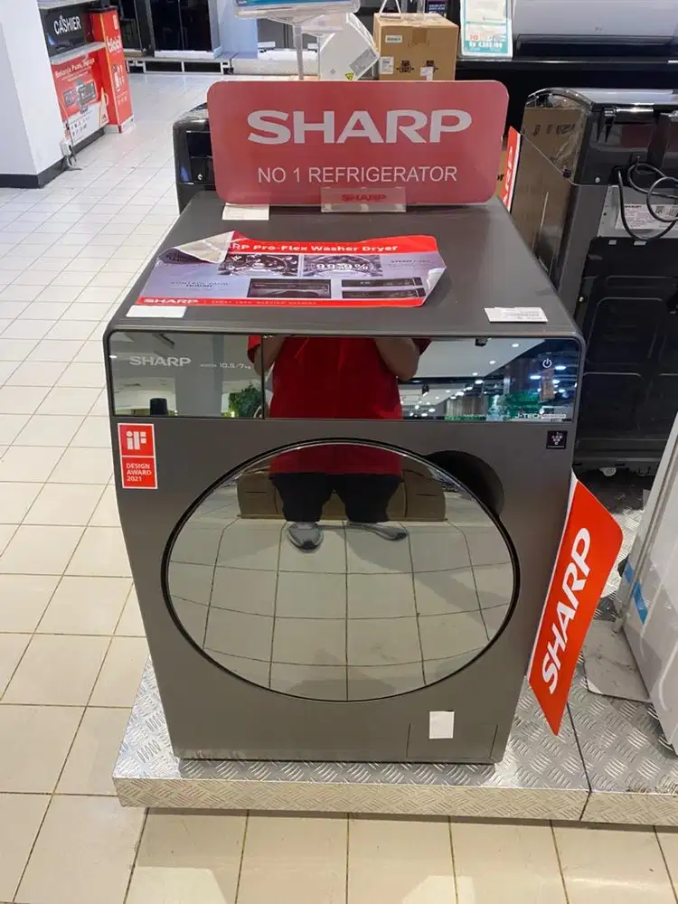 Mesin cuci SHARP loading depan 10.5KG 3450WATT