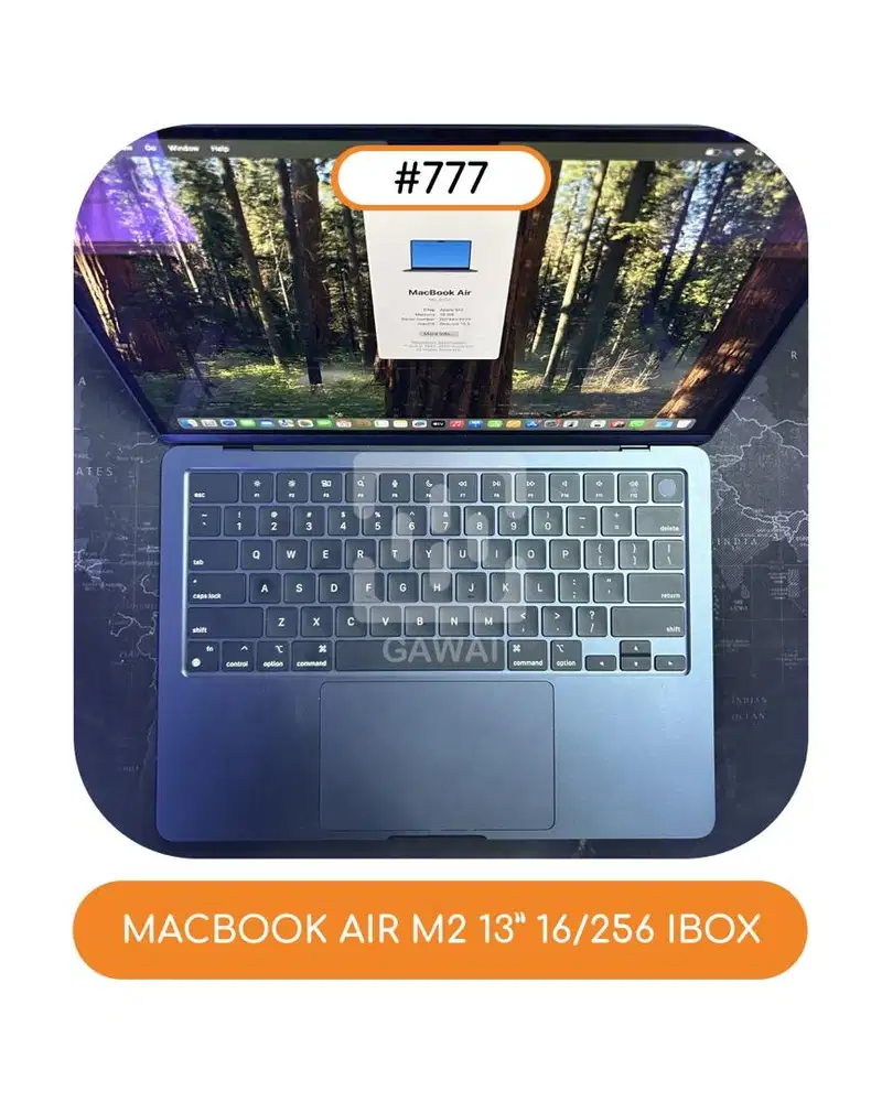 #777 Macbook Air M2 13 Midnight 16/256 Ibox Garansi 21 Nov 2026 BH100%