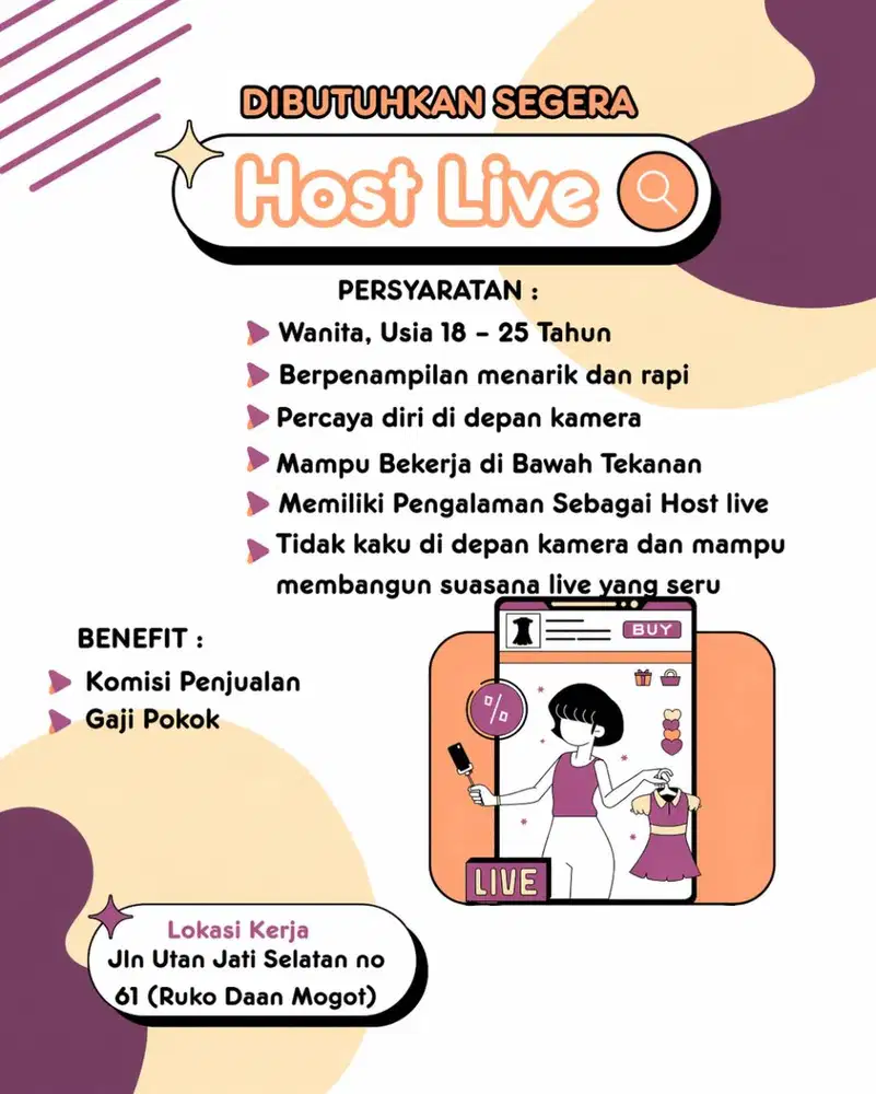 LOWONGAN KERJA HOST LIVE KHUSUS WANITA