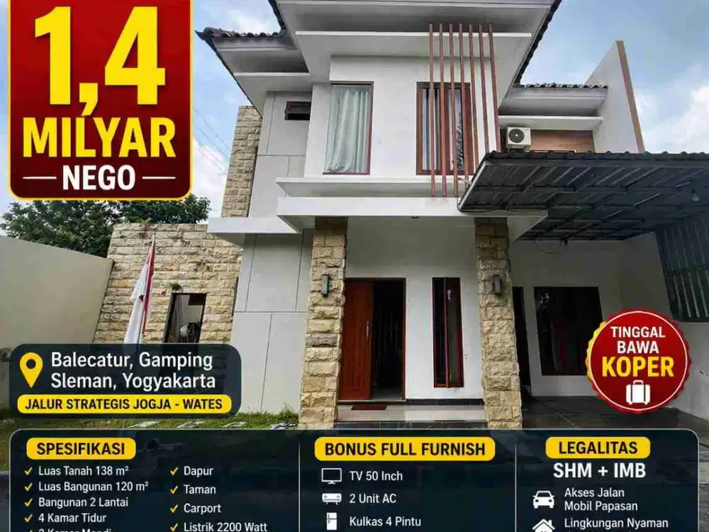Rumah 2 Lantai Full Furnish Gamping Sleman – Siap Huni, Tinggal Bawa Koper!
