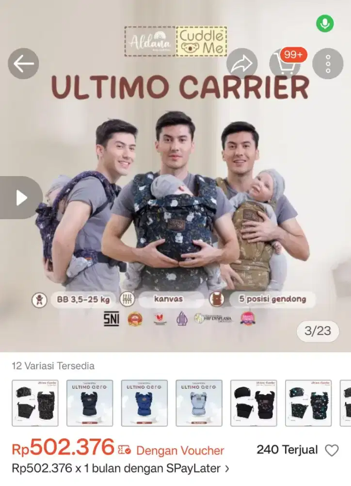 Gendongan bayi depan