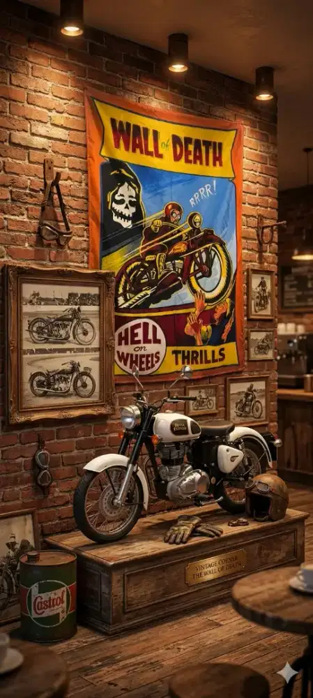 Poster kain big size sepeda motor display retro lawas vintage antik