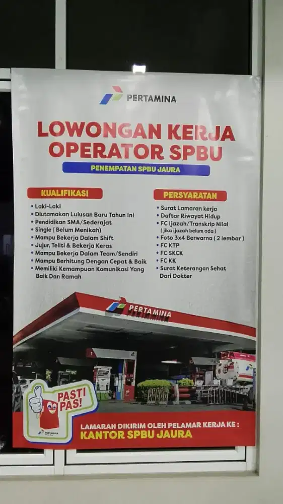 Dibutuhkan Segera Operator SPBU Pertamina