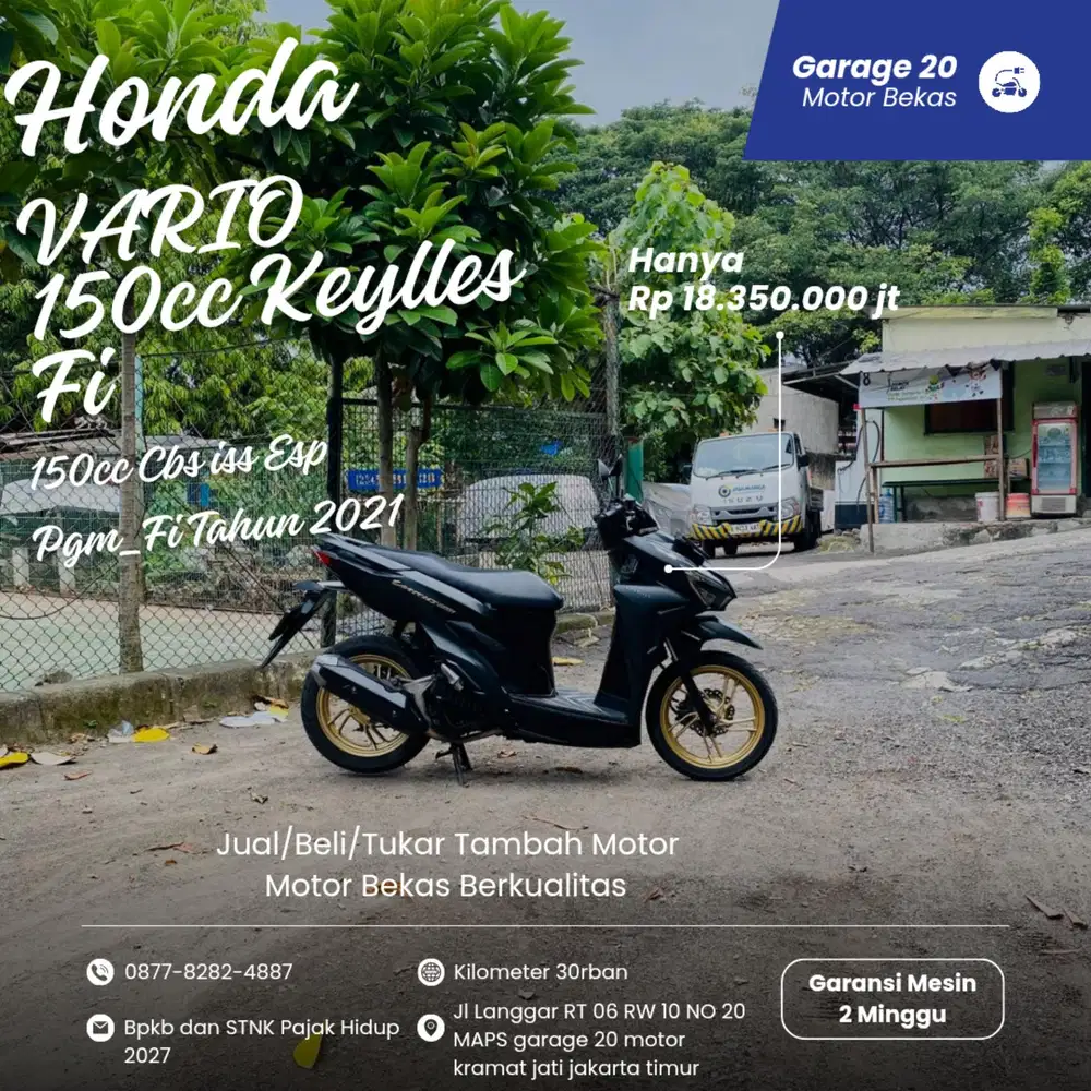 Honda Vario 150cc Keylles Cbs iss Esp Fi Tahun 2021 Pajak Hidup