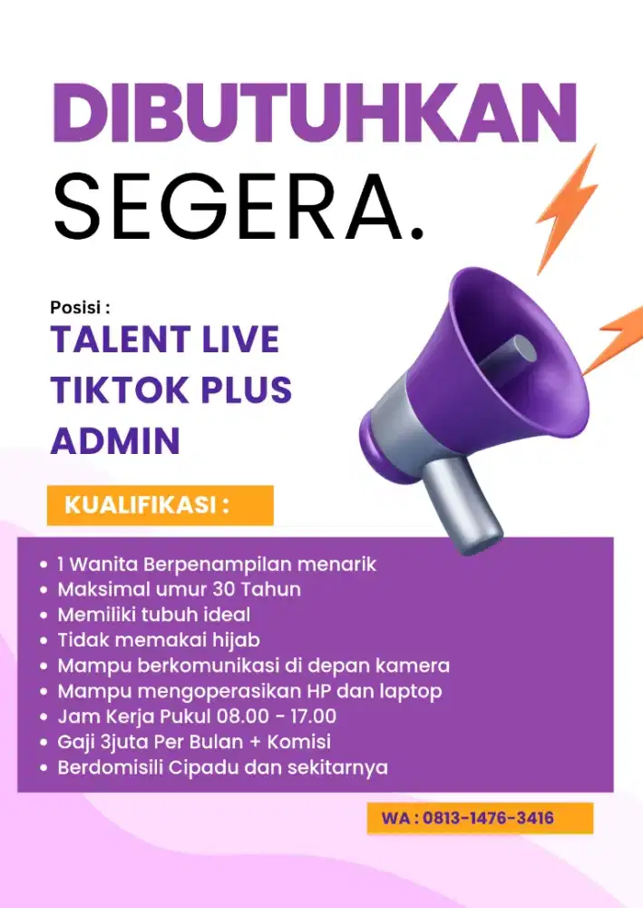 Talent Live Tiktok plus Admin