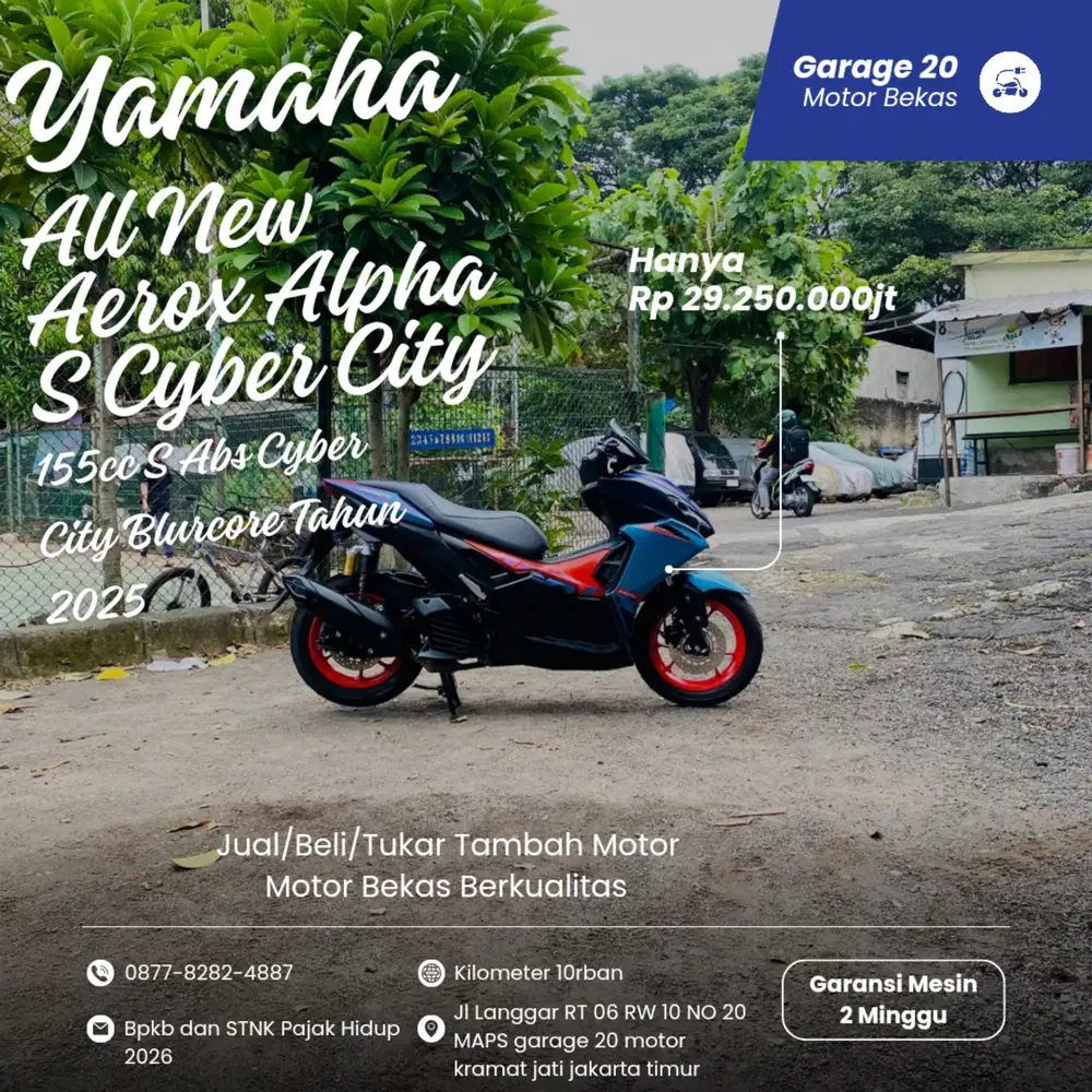 Yamaha Aerox Alpha 155cc Cyber City Abs Keylles Tahun 2025 Pajak Hidup
