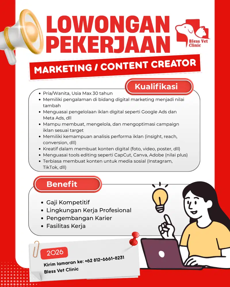 Lowongan Pekerjaan MARKETING / CONTENT CREATOR VET