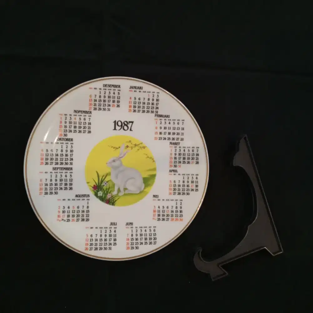 Kalender Piring 1987 Antik