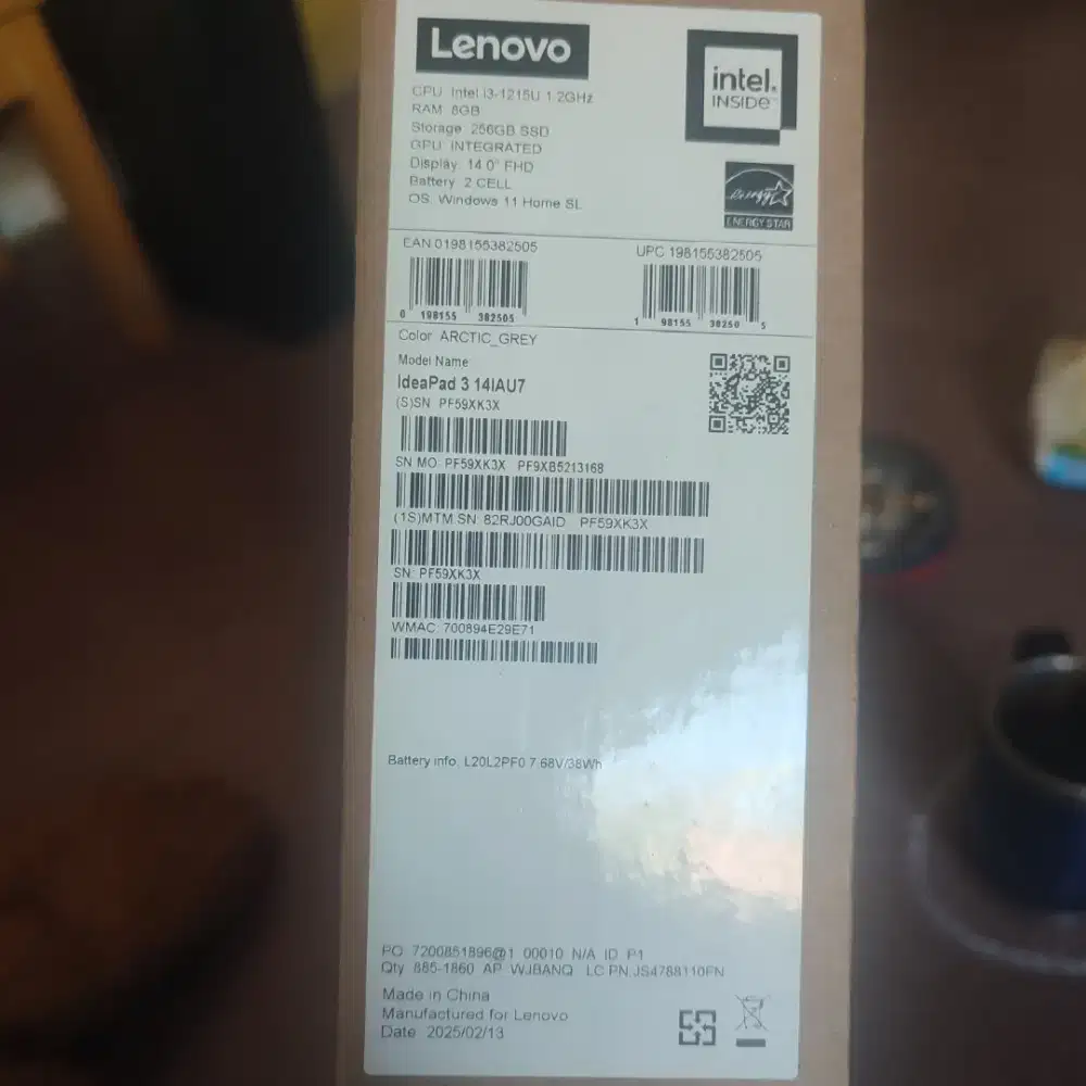 Jual laptop lenovo idea pad 3 14IAU7