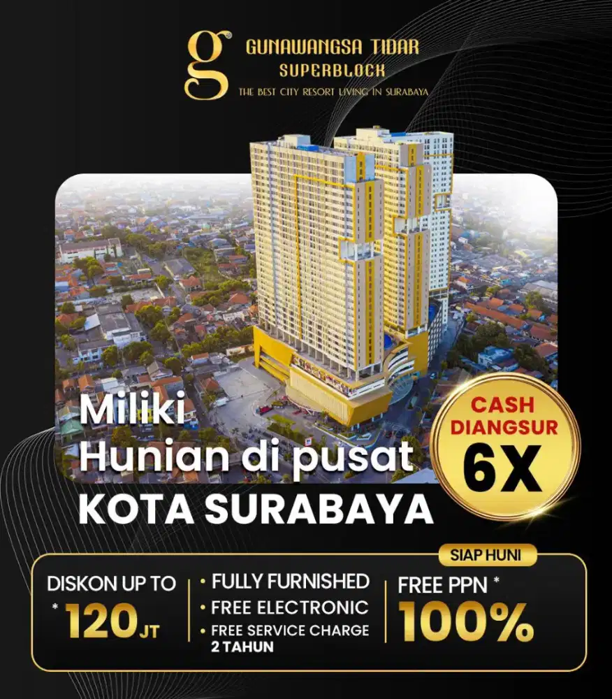 BISA CICIL Apartemen Murah siap huni Gunawangsa Tidar Surabaya Pusat