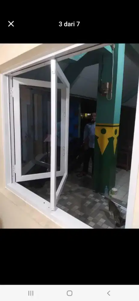 Jendela lipat alumunium T140cm L140cm harga plus pasang 2,2 jt / unit