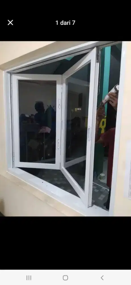 Jendela folding aluminium T140cm L140cm harga terpasang nya 2,2 jt/pcs