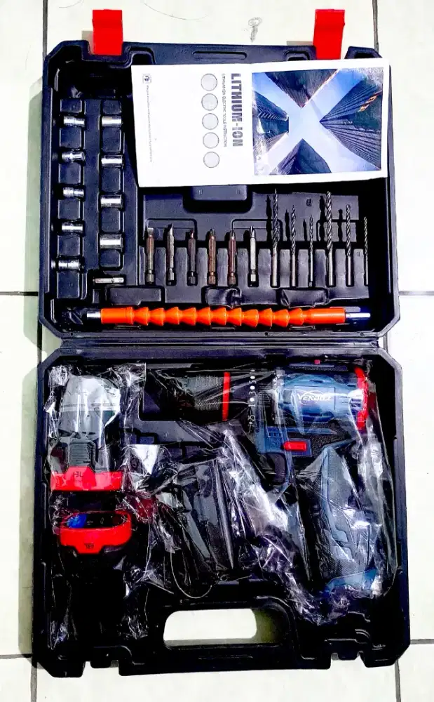 Bor baterai VENDOZ, 3mode impact drill, brushless, 16.8V, barang baru.