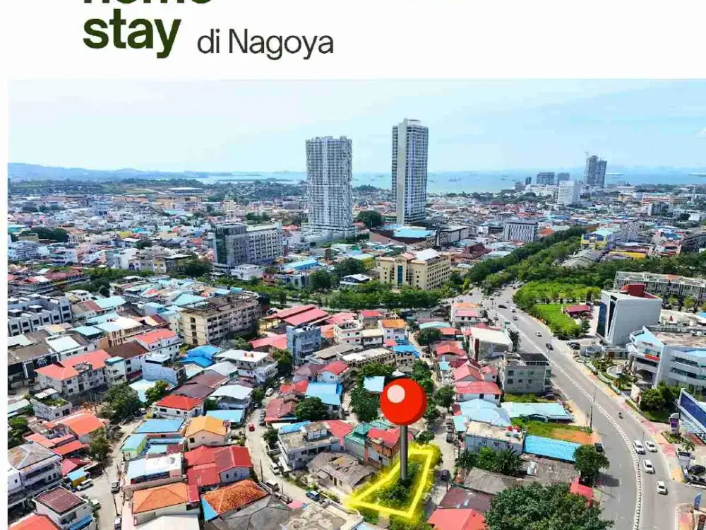 dijual kavling 309 m2 hook siap bangun homestay di Kampung Utama Nagoya pusat kota dekat Mall dan pusat bisnis