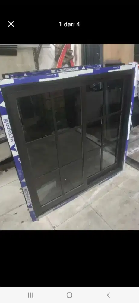Jendela geser aluminium ornamen T120cm L120cm hrg terpasang nya 1,9 jt