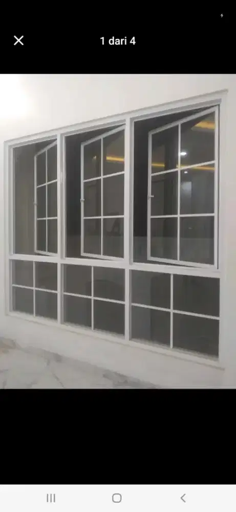 Kusen jendela aluminium 3 daun T200cm L200cm hrg terpsgnya 4,5 jt /pcs